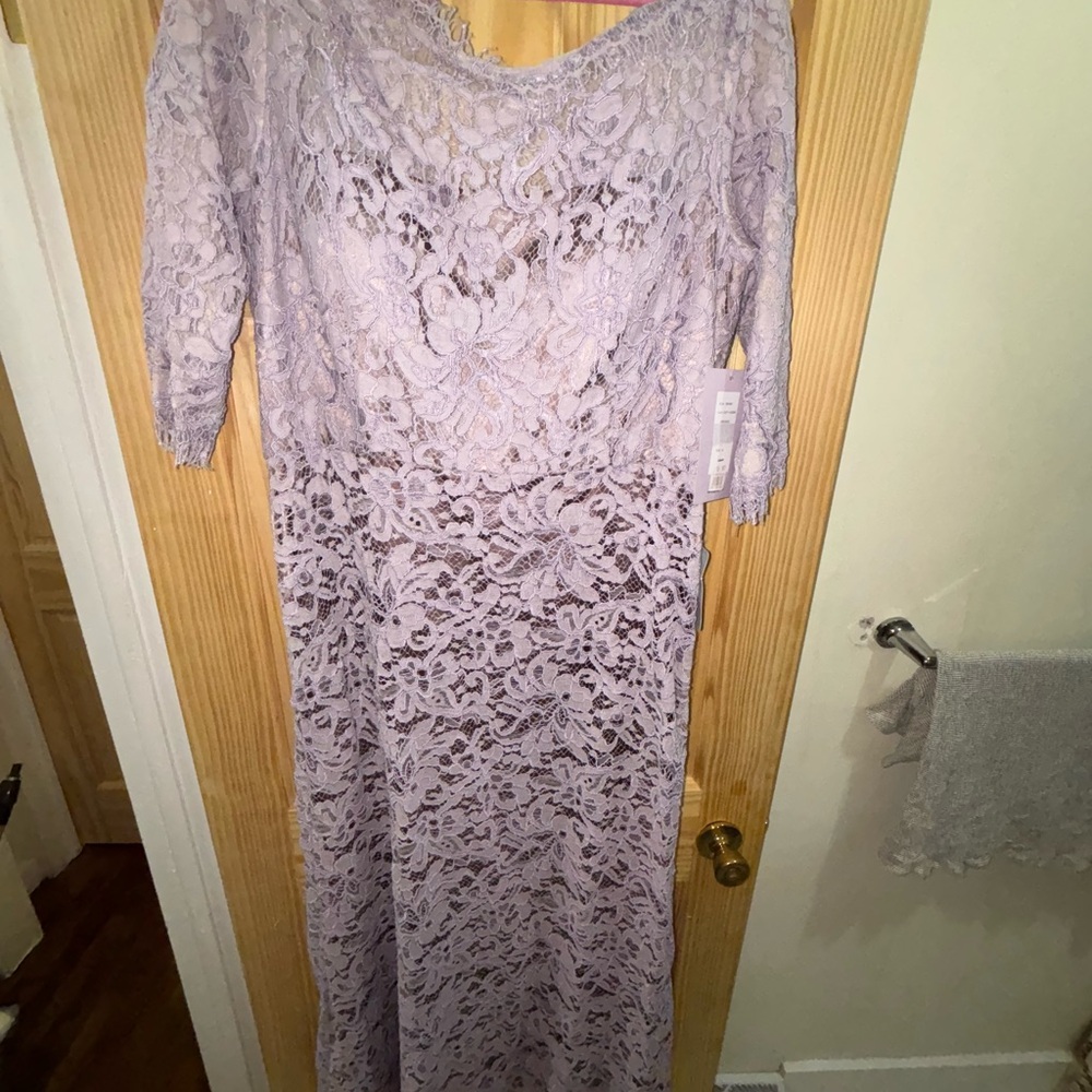 Nordstrom Purple 3/4 Sleeve Scoop Neck Gown